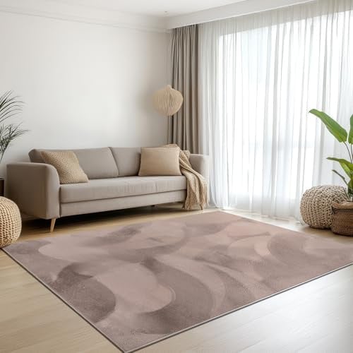 Teppich-Traum Kurzflor Teppich Modern Hasenfell-Optik Taupe 120x170 cm | Samtig weich und pflegeleicht, rutschhemmend, robust, langlebig, saugrobotergeeignet, OEKO-TEX geprüft, Wohn- & Schlafzimmer