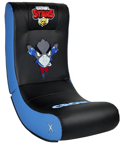 Subsonic – Fauteuil à Bascule Gaming Brawl Stars Crow - Rocking Chair Ergonomique sous Licence Officielle – Similicuir Noir et Bleu avec Broderies – Chaise Confortable Salon ou Chambre