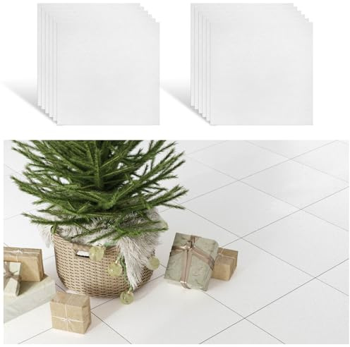 VEELIKE PVC Bodenbelag Weiss Vinylboden Selbstklebend Bodenfliesen Überkleben Weiß Vinyl Bodenbelag Garage Fliesenaufkleber Boden Badezimmer Fliesen Weiss Küche Wohnzimmer 30cm x 30cm 12 Stück
