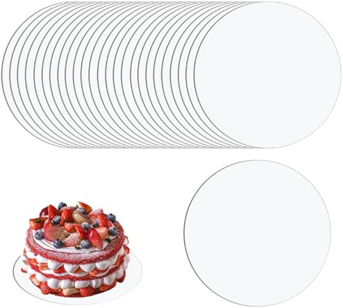 25 Stück Tortenplatte Pappe Weiß, 15 cm Cake Board Rund, Stabil Cakeboard, Weiße Kuchenbretter Rund, Wiederverwendbar Torten Unterplatten für Die Präsentation von Hochzeits- Und Geburtstagskuchen