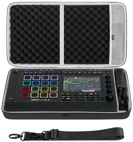 GEEKRIA Audio Interface Carrying Case, Compatible with Akai Professional MPC Live III, EVA Hard Shell Portable Travel Bag (Dark Gray)