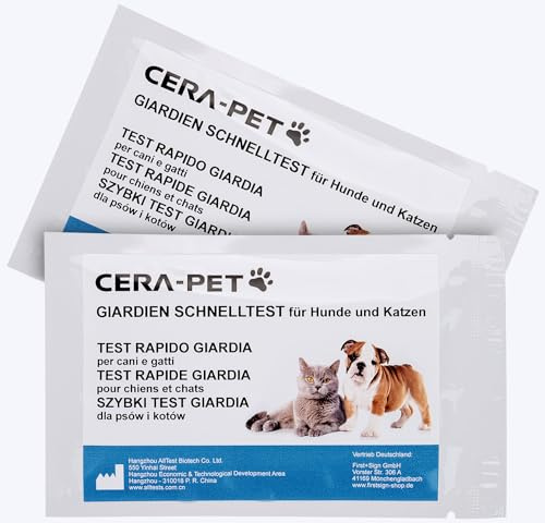 Cera-Pet Giardien Schnelltest für Hund und Katze 2 STK. I Nachweis von Darmparasiten I Test bei Durchfall für Hund und Katze I Für Hunde und Katzen bei Giardia I Wurmtest für Tiere