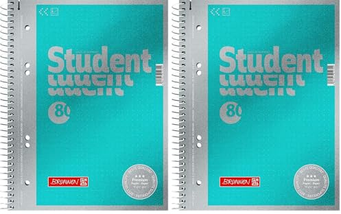 BRUNNEN Collegeblock Premium Student | A5, punktiert, 80 Blatt, blau (Packung mit 2)
