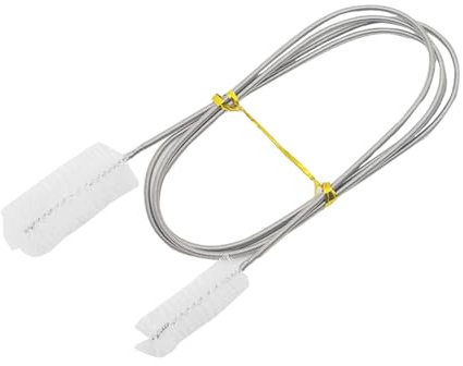 Yvxotrxnk Double Head Aquarium Cleaning Brush, Stainless Steel Flexible Bent Tube Brush for Water Hose, Lily Pipe, Air Tube, Fish Tank Cleaner, Nylon Bristle, Easy to Use(White,Length 90cm)
