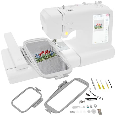 Levkitch Computer Näh-Stickmaschine,96 Stickmuster,162 Nähmuster f/Anfänger | Kombi-Maschine zum Nähen und Sticken,USB-Musterimport, 7-Zoll-LCD-Bildschirm und LED-Nählicht Embroidery-Maschine