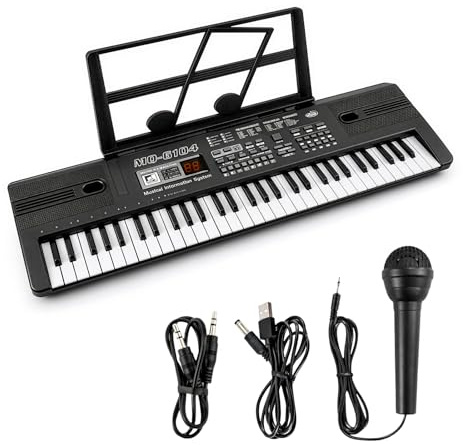 61 Key Electronic Keyboard Piano, Portable Digital Piano for Kids Beginners, Learning Keyboard with Music Stand, Stickers, 100 Tones & Rhythms, Great Birthday Gift for Ages 3-12
