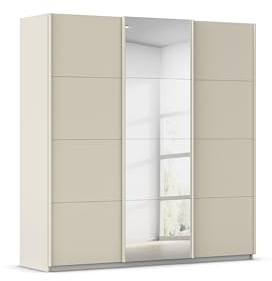 Rauch Möbel KULMBACH, Schwebetürenschrank, Farbe Beige, Breite 203 cm | Kleiderschrank mit Schwebetüren, Schiebetüren, 3-türig, mit Spiegel, Zubehör Premium, Schlafzimmer, Jugendzimmer, Garderobe