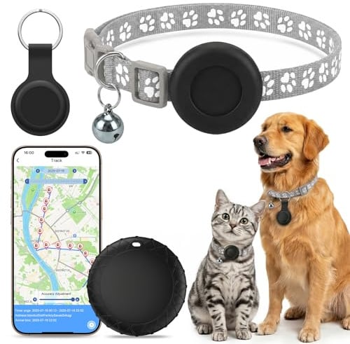 Collier GPS Chat, Chien Traceur Compatible avec iOS et Android, Collier Traceur Chat/Chien sans Frais Mensuels, Suivi en Temps Réel Traceur Longue Autonomie, Collier GPS pour Animaux, Étanchéité IPX6