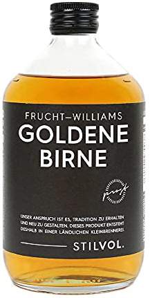 STILVOL. Frucht-Williams Goldene Birne | 500ml | 36% Alkohol | Premium Schnaps mit eingelegter Birne