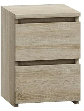 WHATSIZE ENTERPRISE – Moderna – Small Chest of Drawers – Contemporary 2 Drawer Wood Bedside Table & Night Stand - Office, Lounge & Bedroom Furniture Storage Cabinet, Sonoma