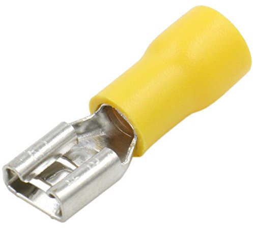 Heschen Female Quick Disconnect Vinyl insulated, FDD5.5-250, 6.3 x 0.8mm Cable Terminal, for 4-6mm² (12-10 AWG), Yellow, 100Pack