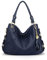 NICOLE & DORIS Damen Handtasche Groß Designer Umhängetasche Leder Tote Bag Shopper Handtasche Elegant Tasche mit Quaste Blau