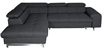 Mivano Ecksofa Chef / L-Sofa mit Ottomane und verstellbaren Kopfstützen / 262 x 72 x 206 / Strukturstoff Schwarz
