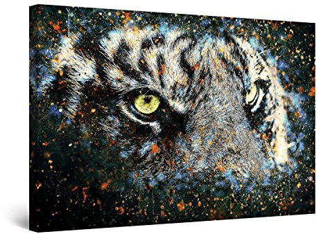 Startonight Impression Sur Toile Oeil de Tigre et Animaux Étoilés - Tableau Abstrait - Decoration Murale Salon Moderne - Image sur Toile - 80 x 120 cm