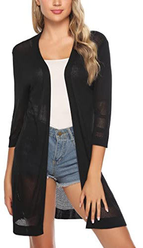 Sykooria Cardigan Donna Lungo Elegante Coprispalle con Manica Lunga Leggero e Traspirante Bolero Lavorato a Maglia per Primavera Estivo Autunno