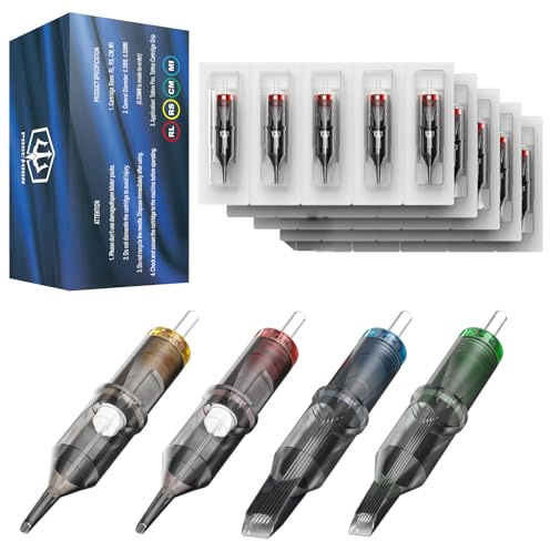 Poseidon Tattoo Cartridge Needles 50Pcs Assorted Mixed Size Round Liner 12 Standard 3rl 5rl 7rl 9rl 11rl Disposable Membrane Tattoo Needles Long Taper for Makeup | Disposable Membrane Needle, Long Taper, 316L Steel, EO-sterilized, For Lining and Detailed Work with Standard Cartridge Grips