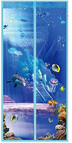 Fly Screen Door Insect Screen Mesh Curtain for Keeping Out Flies Automatically Shut Door Curtain (90x210cm)