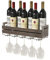 J JACKCUBE DESIGN Wall Mounted Rustic Wood Wine Storage Rack with Metal Glass Holder, Holds 6 bottles, 5 Glasses, Decorative for Home Bar, Dining Room, Kitchen - MK566A