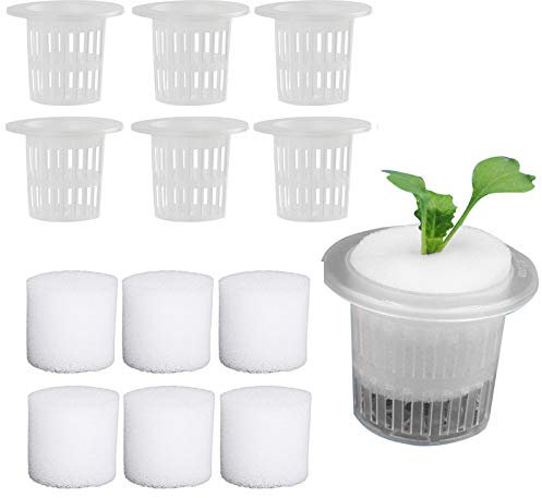 æ— 100 vasi a rete da giardino scanalati, resistenti, con 100 spugne idroponiche, vasi idroponici, orchidee, idroponica, acquaponica, 4,3 cm