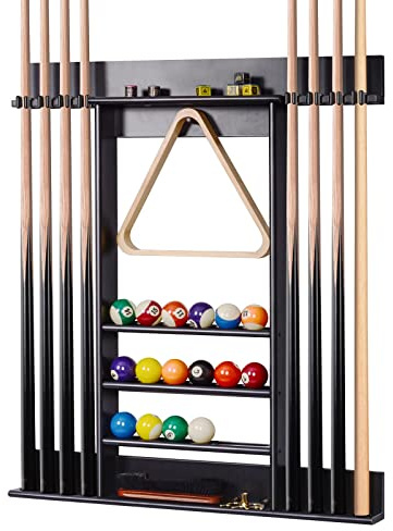 XCSOURCE Pool Stick Halter, Pool Queue Rack Wandhalterung, 8 Pool Queue Halter Wand Billard Queue Rack aus 100% massivem Kiefernholz, Billardtisch Zubehör für Billardzimmer oder Club (nur Queue-Rack)