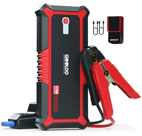 GOOLOO Portable Lithium Jump Starter 3000A Peak Car Starter for Up to 9L Gas or 7L Diesel Engine 12V Car Battery Booster Pack, Power Bank with USB Quick Charge, Type-C Port