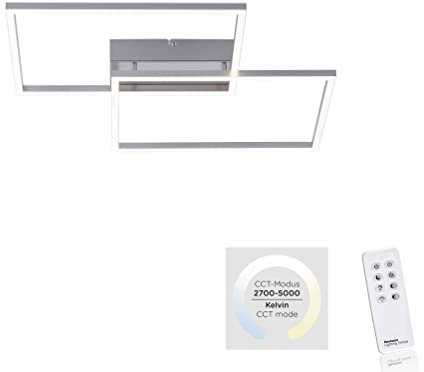 LeuchtenDirekt Deckenleuchte, stahl Deckenleuchte, stahl 2xLED-Board/20W/2700-5000K Innenleuchte, IP20 Deckenleuchte inkl. IR-Fernbedienung 14017-55