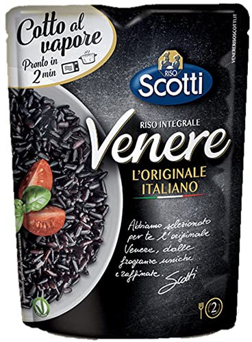 Riso Scotti, Rapid Venere, Riso Venere Integrale Cotto al Vapore, Pronto in 2' in Microonde, Riso con Gusto e Profumo Aromatico, Facile da Cucinare, Formato 230 g
