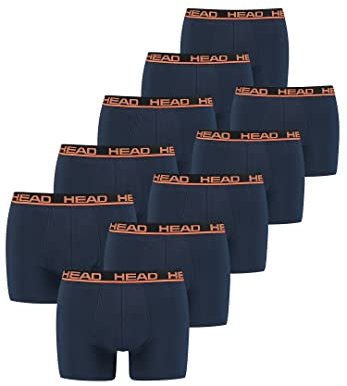 HEAD Herren Men's Basic Boxers Boxer Shorts 10 er Pack, Farbe:003 - Blue/Orange, Bekleidungsgröße:XL