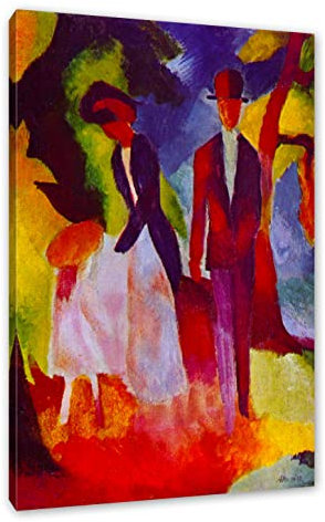 Pixxprint August Macke - Leute am blauen See, Größe: 80x60cm, Leinwandbild, fertig gespannt, Wandbild, Dekoration, Kunstdruck, kein Poster