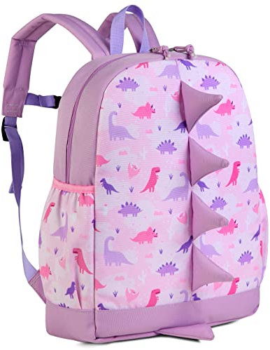 VASCHY Kinderrucksack, Niedlicher Wasserabweisend Rucksack Vorschule Kindergarten Daypack Schultasche Büchertasche Brustgurt für Kleine Jungen Mädchen Rosa Dinosaurier
