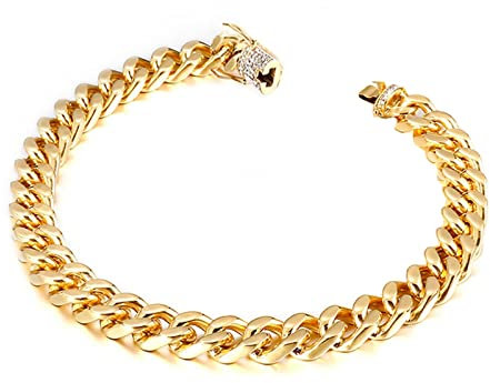 Skcess Herren Armbänder Gold，Kettenarmbänder Drachenbart Mit Eingelegtem Zirkon Rostfreier Stahl Armbänder Männer 21.5cm