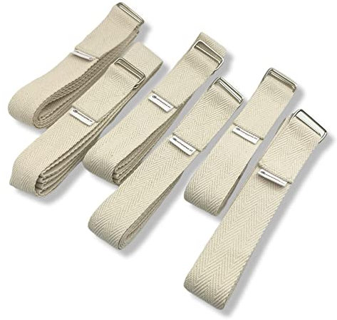 Yogagurt aus 100% Bio-Baumwolle von hoher Qualität - Dicker und weicher Yogagurt zum Dehnen - Yogagurt mit doppelter Metallschließe [250 x 4 cm] im 6er Pack - Handgemacht in Barcelona