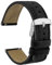 WOCCI 22mm Retro Leder Uhrenarmband für Herren und Damen, Ersatzarmband mit Silberne Schnalle (Schwarz)
