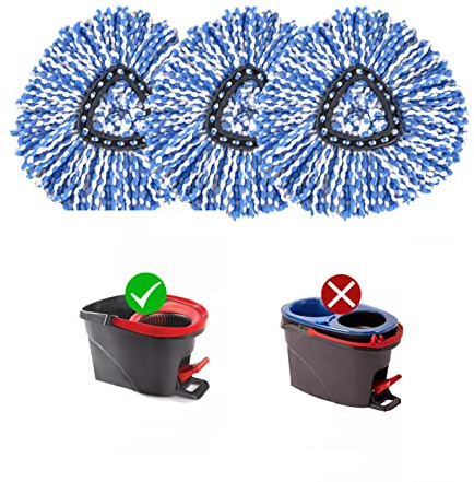 Matthew Cleaning 3Pack Blue Microfiber Spin Mop Replacement Head Compatible with O Cedar Mop Replace Head-EasyWring Mop Refills,Excellent Absorbency,Machine Washable,100% Microfiber Spin Mop Refills