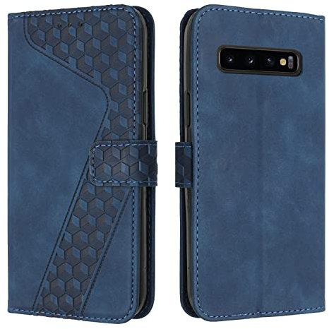 OKZone Coque pour Samsung Galaxy S10 Plus, Etui Protection Housse Premium en Cuir PU Portefeuille Étui Téléphone [Fermoir Magnétique] [Fentes pour Cartes] Flip Case pour Samsung Galaxy S10 Plus（Bleu