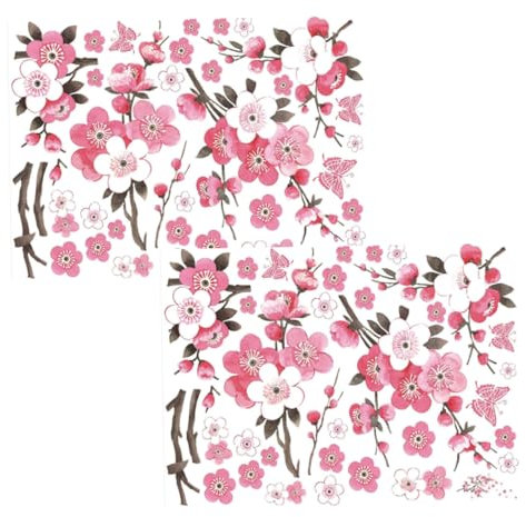 ORFOFE Wandaufkleber Blumenmotiv Dekorativer Wandsticker Pflaumenblütenmuster Wanddeko Für Wohnzimmer Schlafzimmer Badezimmer