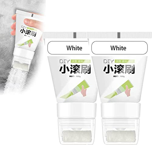 2pcs Small Rolling Brush Wall Latex Paint, DIY Wall Paint Repair Wall Paste, White Wall Small Roller Brush Paint, Environmental Protection Graffiti Paint Dirty Cover Repair (White 2pcs)