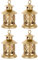 Romadedi Lanterna decorativa in oro – Set di 4 lanterne vintage in metallo piccolo con incisione per candele, decorazione da tavolo, matrimonio, Natale, Ramadan, balcone, giardino, esterno