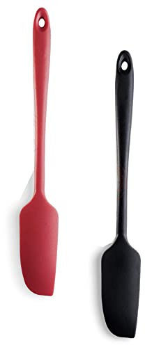 2 pezzi manico lungo in silicone brocca spatola resistente al calore spatola antiaderente gomma raschietto raschietto silicone per bicchieri frullati frullati frullati cottura mescolando rosso nero 2