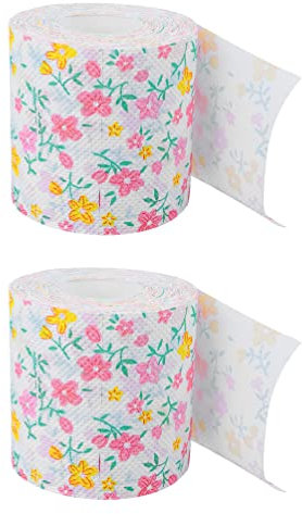 Alipis 2 Rouleaux De Papier Toilette Imprimé Fleur Rouleau De Papier Toilette Doux Papier Hygiénique Décoratif Tissu d'impression Fantaisie pour Toilette Salle De Bain Cuisine Toilettes