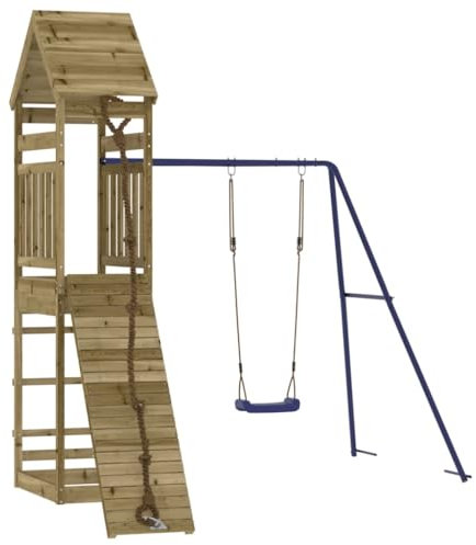vidaXL Spielturm, Klettergerüst mit Kletterwand Schaukel, Kinder Kletterturm mit Sandkasten, Spiel-Zubehör für Garten, Spielgeräte Spielplatz, Imprägniertes Kiefernholz