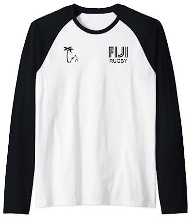 Herren Rugby-T-Shirt mit Fidschi-Motiv für Rugby-Ball-Spieler Raglan