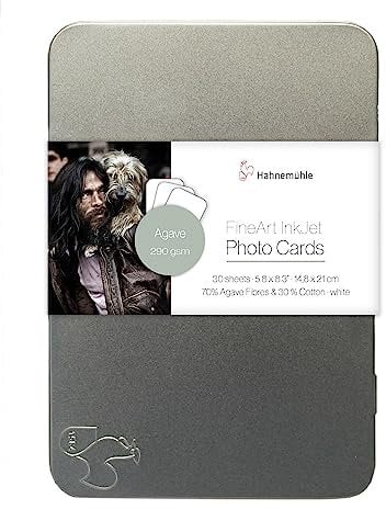 Hahnemühle Inkjet Fotokarten, Mini Foto-Postkarten, Agave, matt, weiß, 30 Blatt, DIN A5