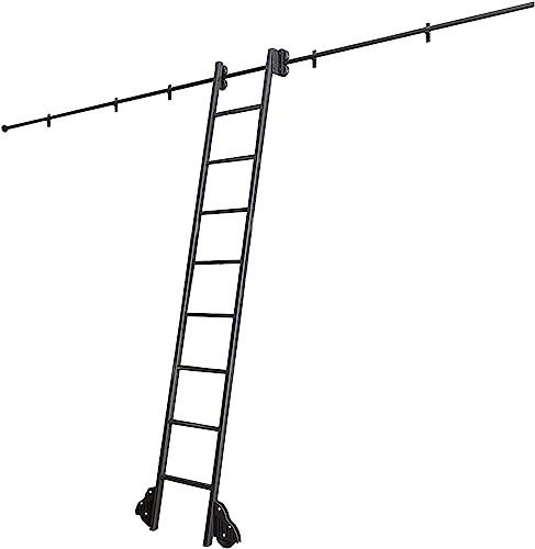 Rollende Bibliotheksleiter, Schiebeleiter-Schienensatz, robuste Gleitschienen | Rollleitern für Bücherregale oder Lager, Rollenschienensystem-Zubehör (ohne Leiter) (Größe: 10 Fuß/3