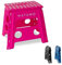 NATUMO® XL Tritthocker Kinder + Erwachsene, Klapphocker faltbar, Leichter und Rutschfester Klapptritt, Falthocker für Camping, Badezimmer, Küche und Garten, 33cm (Pink)