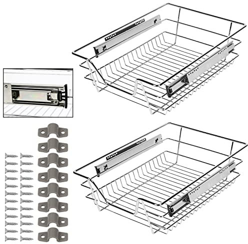 Eulenke 2X40CM Teleskopschublade Nachrüsten, Einbauschublade Teleskopschublade Küchenschublade, Korbauszug mit Schienensystem Einbauschublade Küchenschrank Küchenauszug