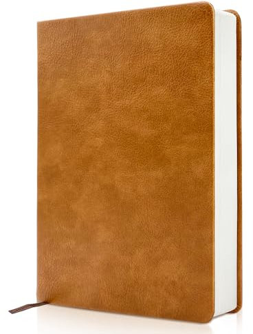 auriikoop Notizbuch A5 PU Leder Hardcover Journal mit 365 undatierten karierten Innenpapier 100gsm No Bleed Papier für Notizen und Tagebuch schreiben (Braun)