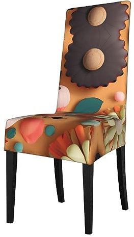 Stuhlhussen aus geschnittenem Papier mit bunten Sonnenblumen, Esszimmerstuhl-Schutzbezug, dehnbarer Stuhlbezug für Esszimmer, Küche, Hotel