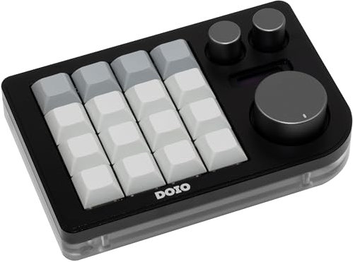 CutiePcs DOIO KB16 Aluminium-Makro-Pad Megalodon Triple Knob, VIA-kompatibel, Mini-Tastatur für Designer (Schwarz)