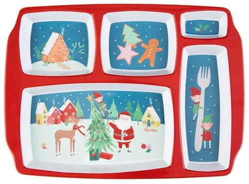 Swan Household Christmas Decoration Children's Section Christmas Plate Xmas Eve Plate (red)
